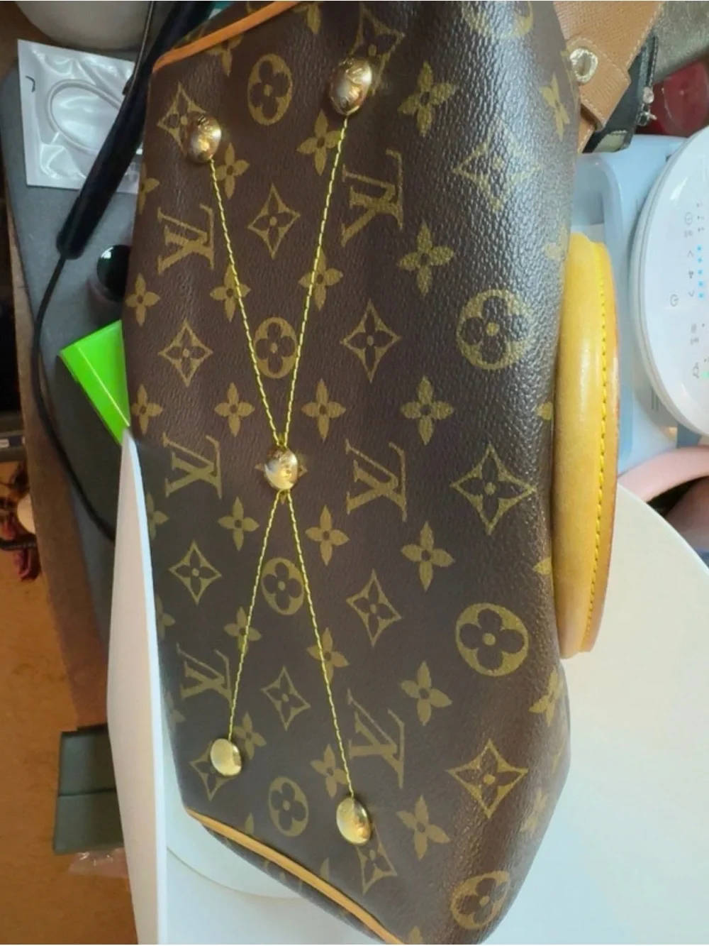 Louis Vuitton Monogram Satchel Brown with Natural Leather Trim